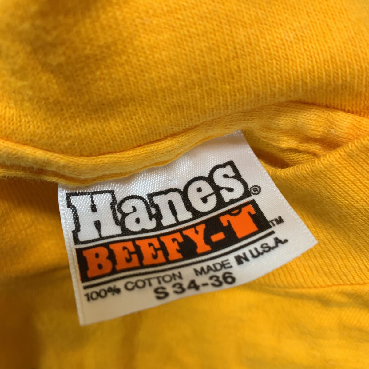 Hanes BEEFY Tシャツ ヴィンテージ パイナップル HAFA AOAI S ヘインズ　半袖　イエロー　黄色　メンズ　古着_画像4