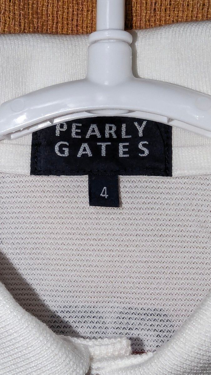  パーリーゲイツ PEARLY GATES  半袖ポロシャツ　ホワイト×レッド