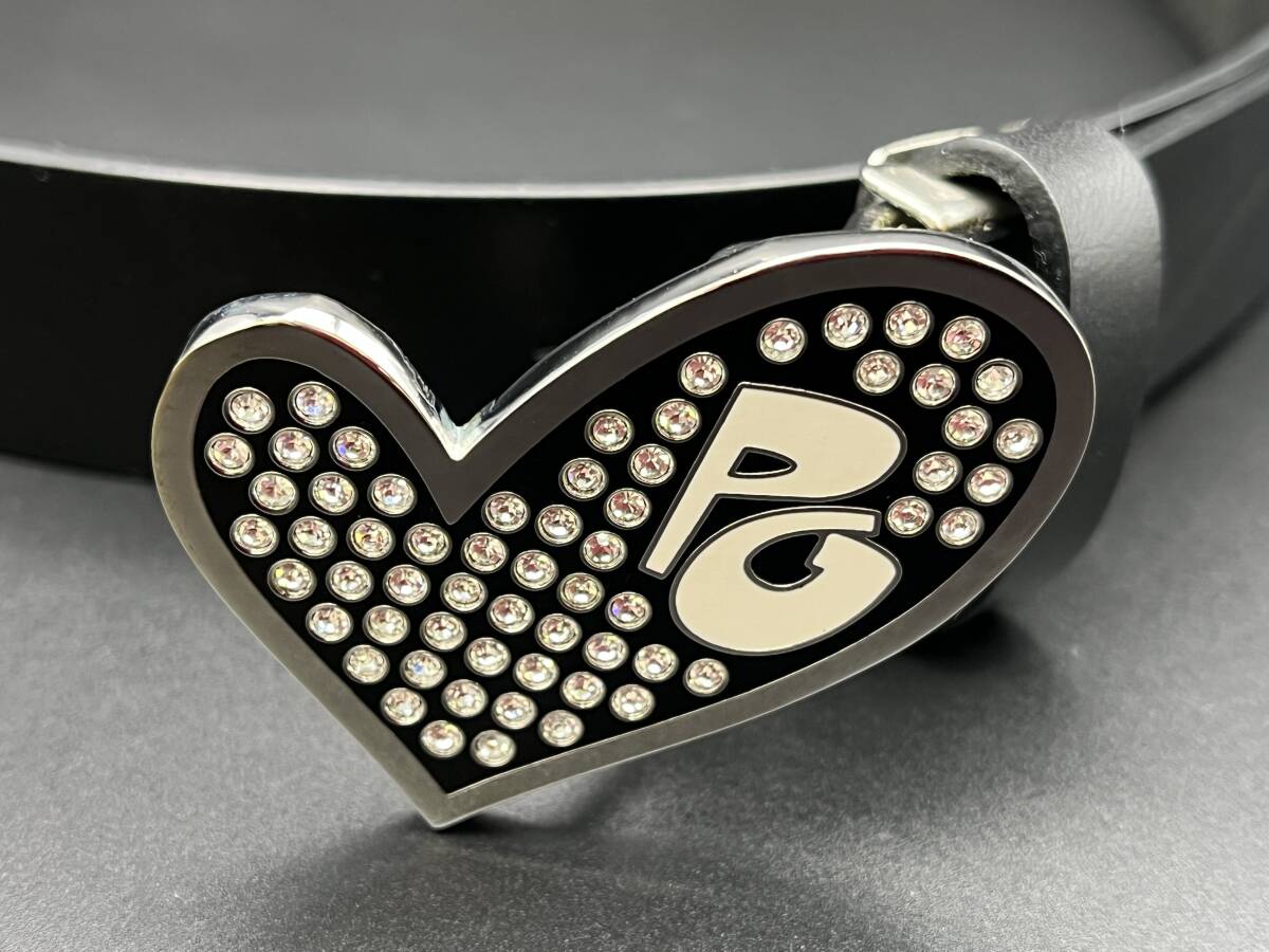 (11511)PEARLEY GATES/パーリーゲイツ ベルト ハート 黒 ゴルフ ファッション 現状品の画像3