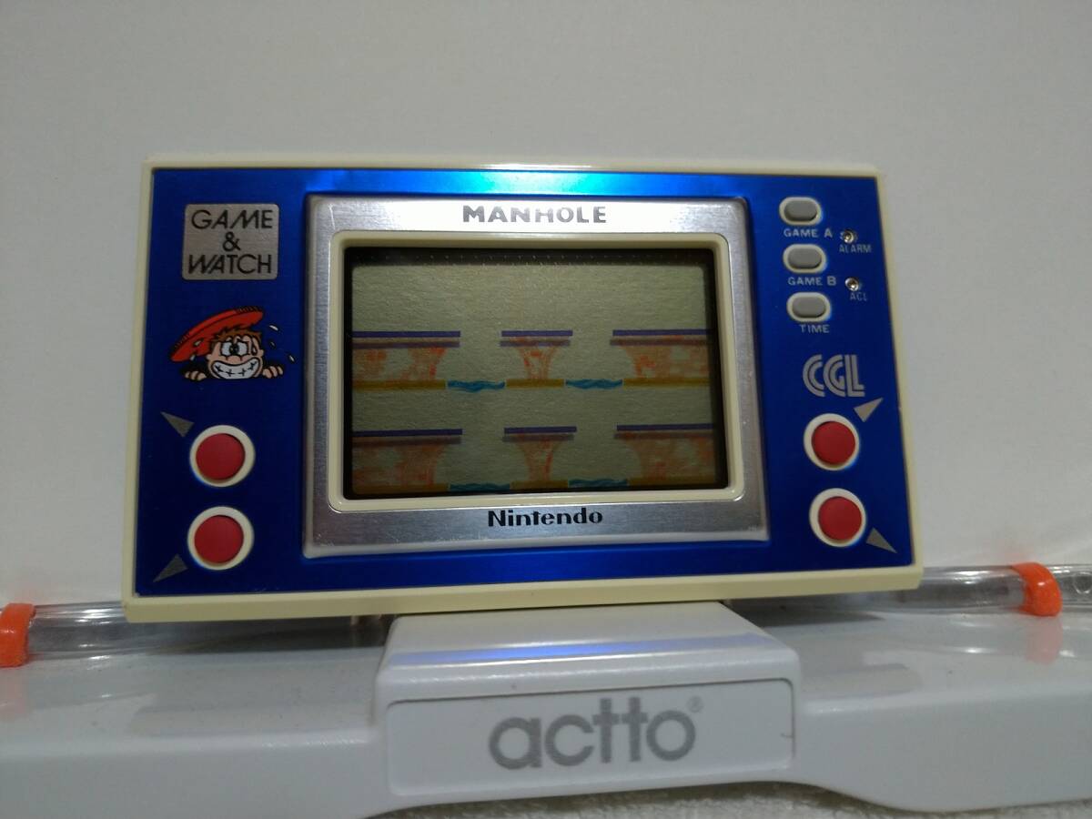 【美品】任天堂ゲームウォッチ　ニューワイド・マンホールCGL版　箱説付★Nintendo GAME&WATCH MANHOLE NH-103_画像2