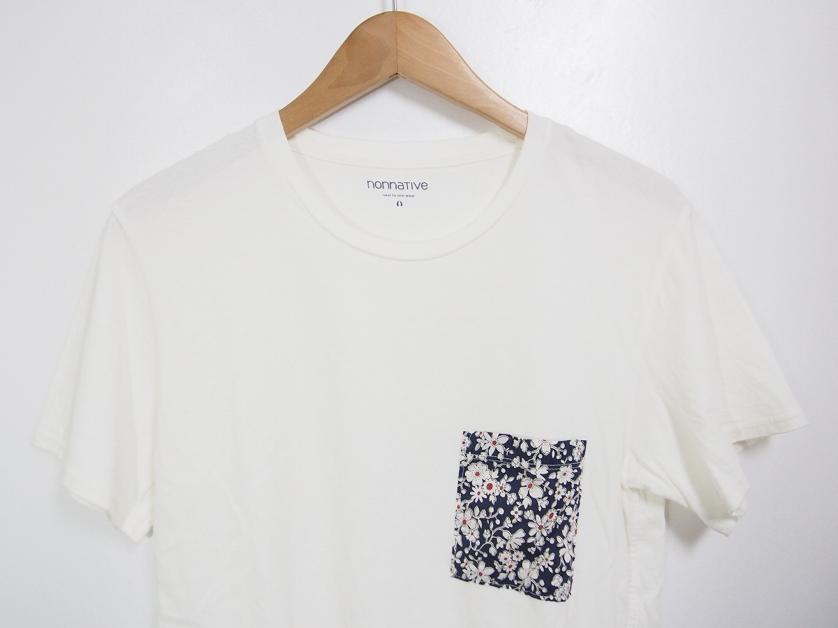 13SS nonnative Nonnative floral print pocket T-shirt cut and sewn white white size 0 NN-C2355 409J