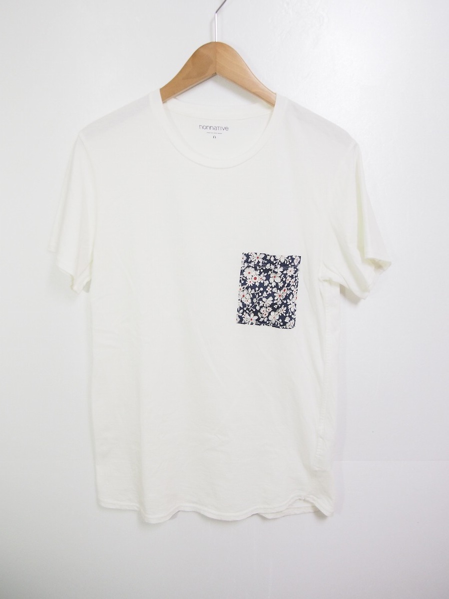 13SS nonnative Nonnative floral print pocket T-shirt cut and sewn white white size 0 NN-C2355 409J