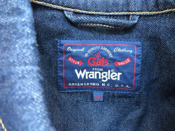 Wrangler Wrangler Kids double pocket Denim jacket 150 navy blue cotton 