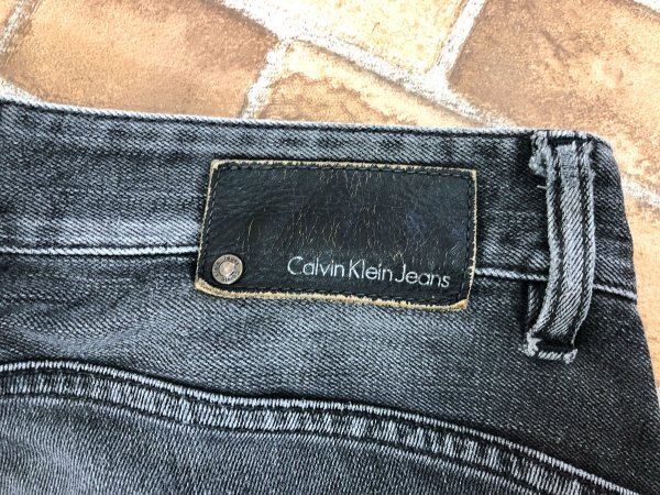 Calvin Klein JEANS カルバンクライン メンズ ウォッシュ加工 スリム スキニー デニムジーンズパンツ W77(30) 黒グレー 綿98%の画像4