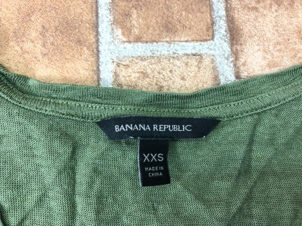 BANANA REPUBLIC バナナリパブリック レディース Vネック リネン 半袖Tシャツ 小さいサイズ XXS カーキ_画像2