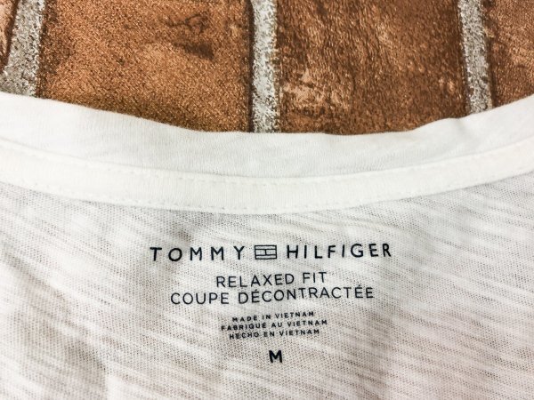 Tommy Hilfiger トミー ヒルフィガー レディース ロゴ刺繍 リラックスフィット M 杢白 コットン_画像2
