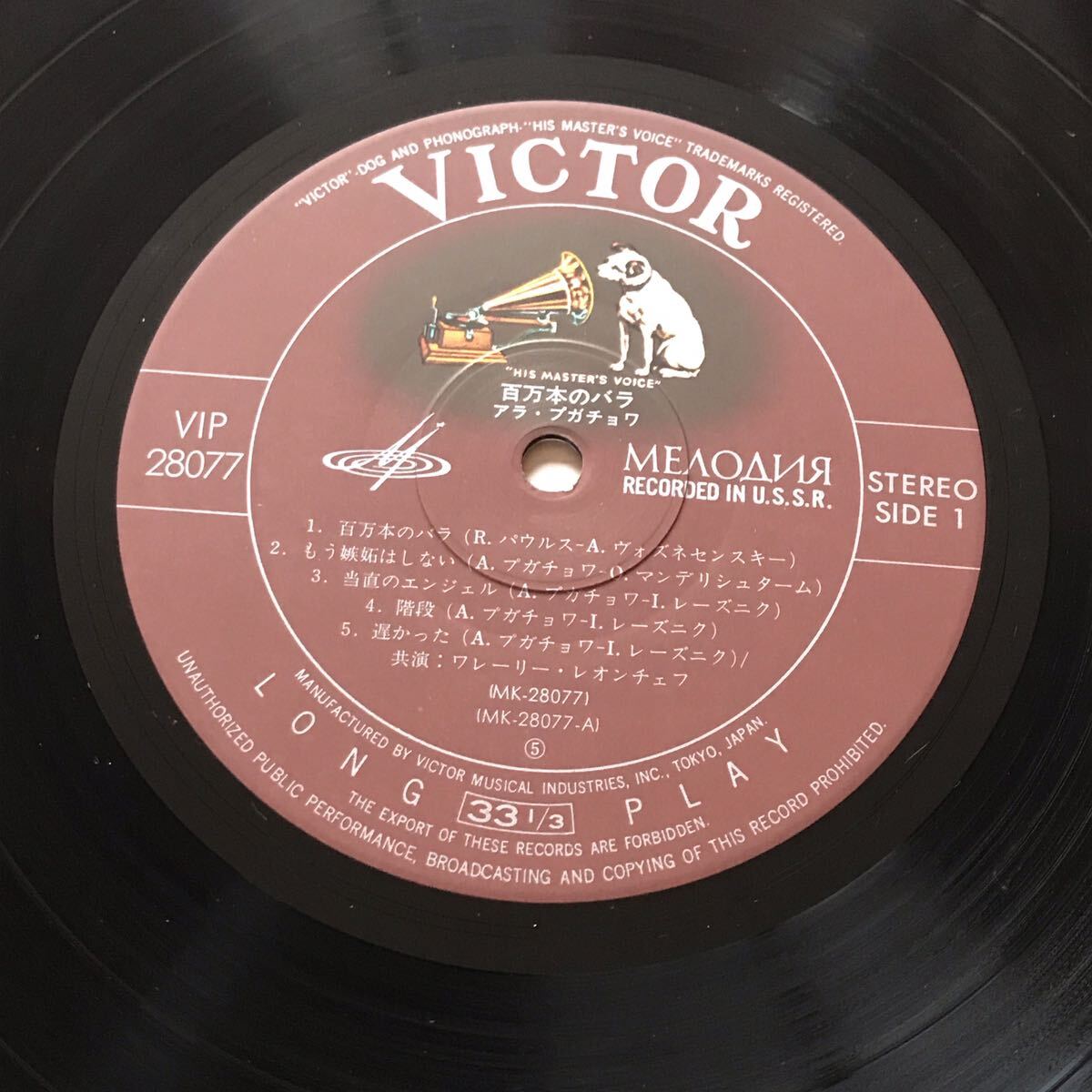 LP　国内盤　アラ・プガチョワ　百万本のバラ　ALLA PUGACHOVA　VIP-28077_画像5