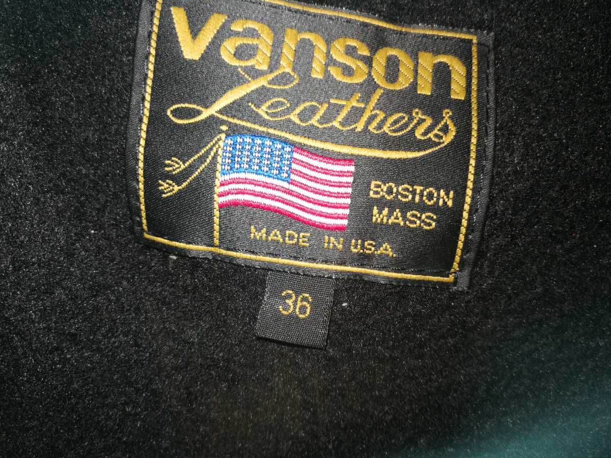 VANSON バンソン USA製 B 36 インナー付き オクタゴン 茶 シングルライダース_画像4