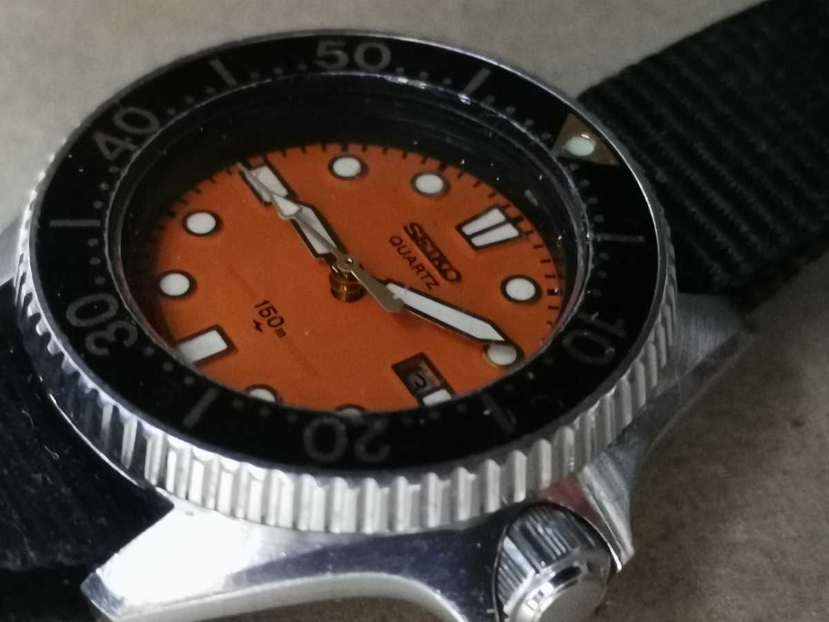 SEIKO セイコー 2625-0010 動作品 ダイバー 150m オレンジ文字盤 クォーツ デイト レディース腕時計_画像5