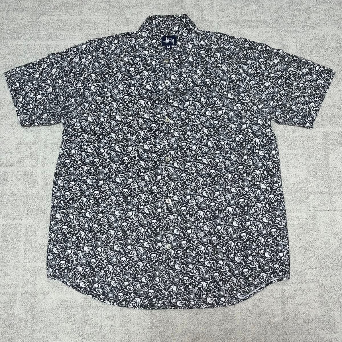 激レア】90's OLD STUSSY スカル ボーン シャツ Lサイズ相当 総 激レア】90's OLD STUSSY スカル ボーン シャツ Lサイズ相当 総