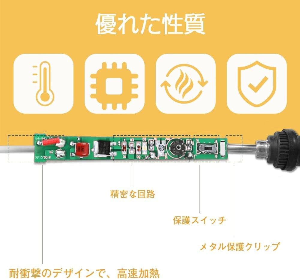 はんだごてセット 温度調節可(200～450℃) 60W 精密半田ごて 基盤電子作業 溶接工具 電気DIY用 収納ケース付き