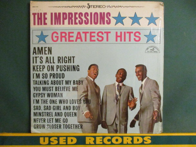 ★ The Impressions ： Greatest Hits LP ☆ (( 「Gypsy Woman」、「Amen」、「Keep On Pushing」収録 / 落札5点で送料当方負担_画像1