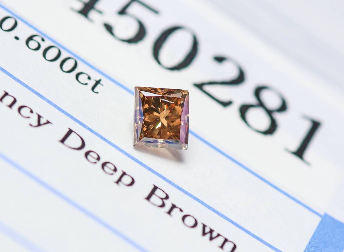 【１００円～】0.600ｃｔ 天然ダイヤ FANCY DEEP BROWN（ナチュラルカラー）SI2 PRカット_画像3