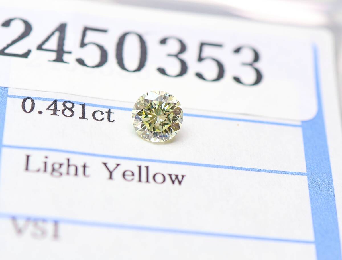 【１００円～】VS1！0.481ｃｔ 天然ダイヤ LIGHT YELLOW（ナチュラルカラー）ＧＯＯＤの画像2