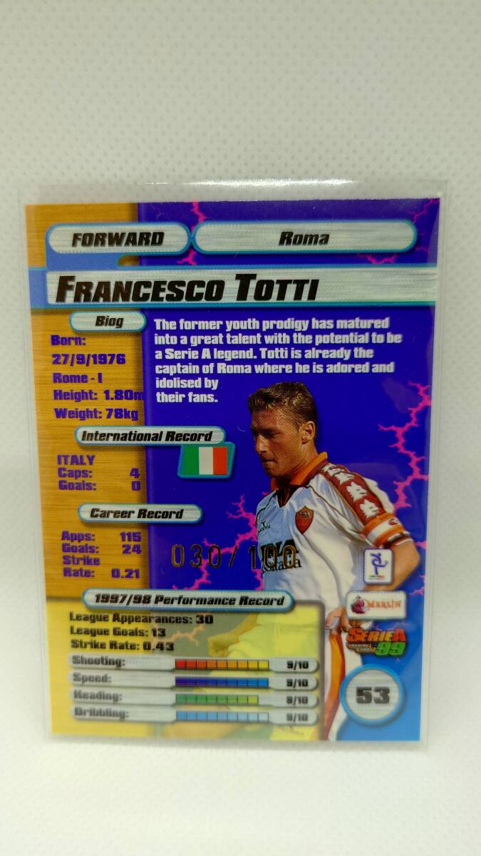 【FRANCESCO TOTTI】 MERLIN SERIE A 99 Ruby Parallel 100枚限定 ルビーパラレル の画像2