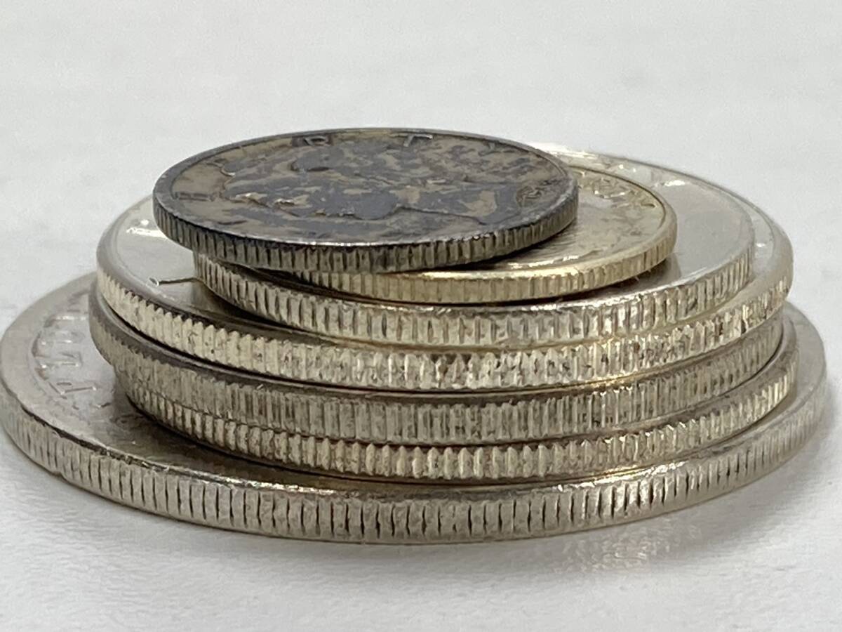 アメリカ 銀貨 ７枚セット モーガンダラー ハーフダラー クォーター マーキュリーダイム ルーズベルトダイム 硬貨 コインの画像4