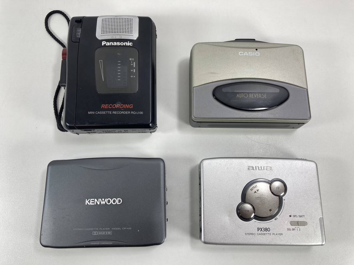 【ジャンク】カセットプレイヤー まとめ売り ４台セット KENWOOD CP-M5 / AIWA PX380 / CASIO AS-140 / Panasonic RQ-L100の画像1