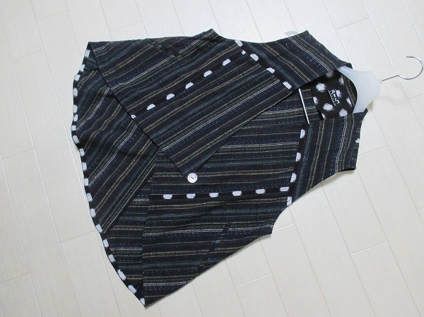 儀右ヱ門*ギエモン GIEMON 久留米絣 切替デザイン羽織ベスト 綿100％ 日本製の画像2