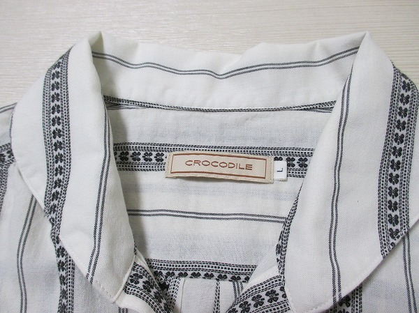 クロコダイル*CROCODILE 刺繍風生地チュニックシャツ 綿100％ Lサイズの画像5