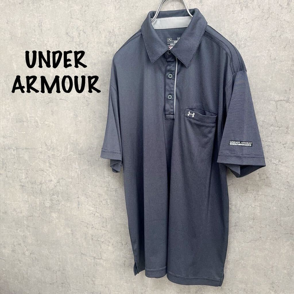 美品 アンダーアーマー UNDER ARMOUR ゴルフウェア ポロシャツ 半袖シャツ メンズ Lサイズ ゴルフシャツ 644FHの画像1