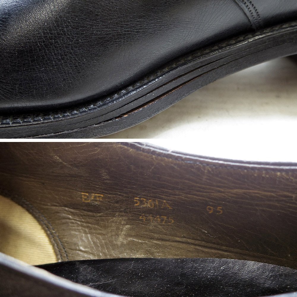 95表記 27.5cm相当 Dack's ダックス ストレートチップ 外羽根 ドレスシューズ 革靴 レザー ブラック 黒/24.4.4/P563の画像10