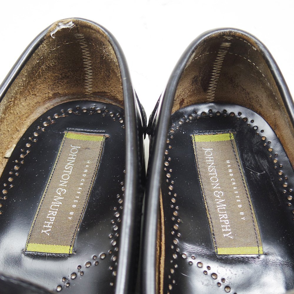 11 D/B надпись 29cm соответствует JOHNSTON&MURPHY John камень &ma-fi- кисточка Loafer ремешок кожа обувь черный чёрный 24.4.11/P658