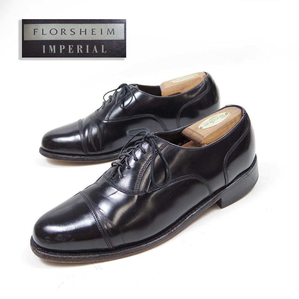 26.5㎝相当　Florsheim Imperial　フローシャイム インペリアル　ストレートチップ　内羽根　ドレスシューズ　革靴　レザー　黒　/U8813_画像1