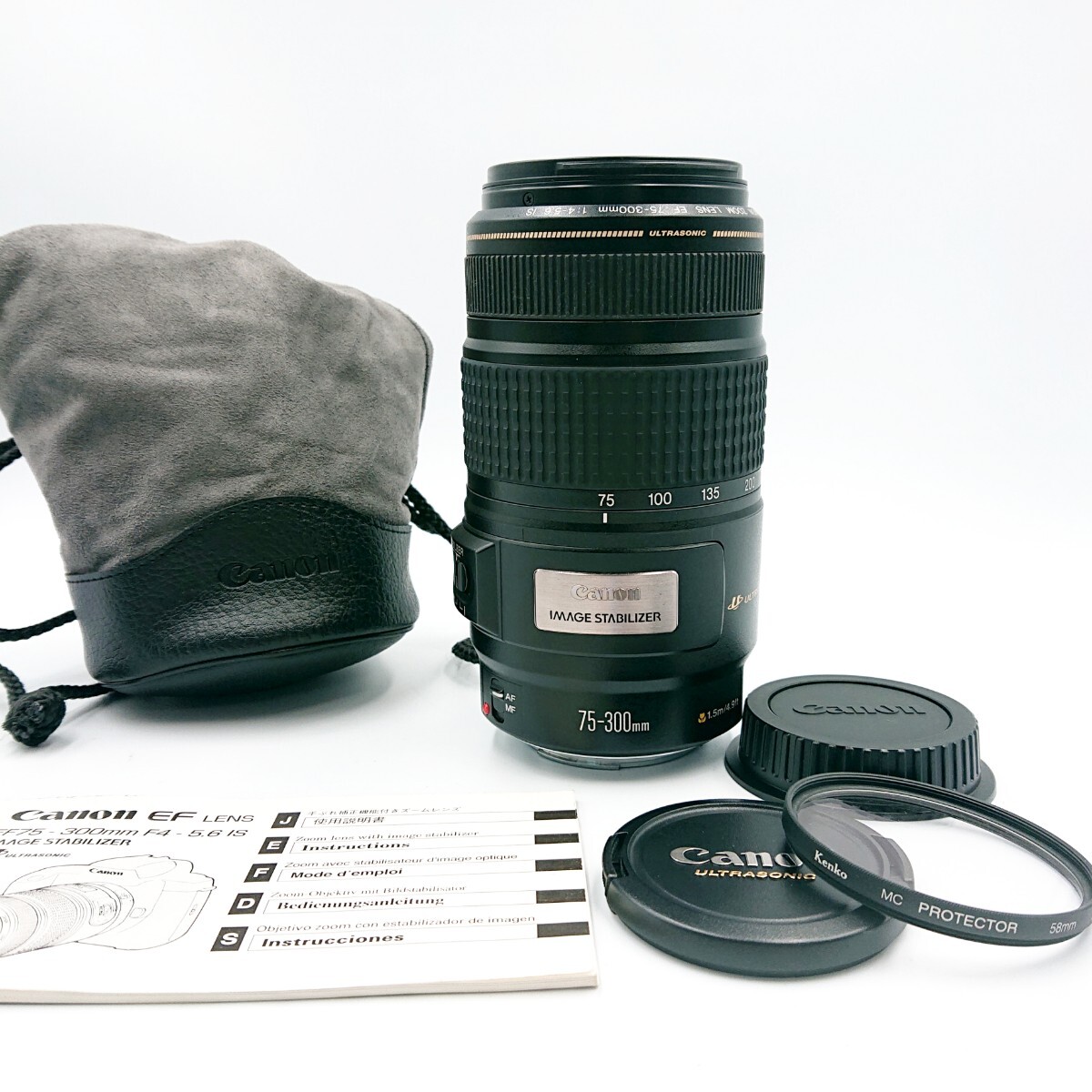 【コレクター放出品 ①】『Canon ZOOM LENS EF 75-300mm 1:4-5.6 IS IMAGE STABILIZER ULTRASONIC』望遠 ズーム レンズ キャノン 光学機器の画像1