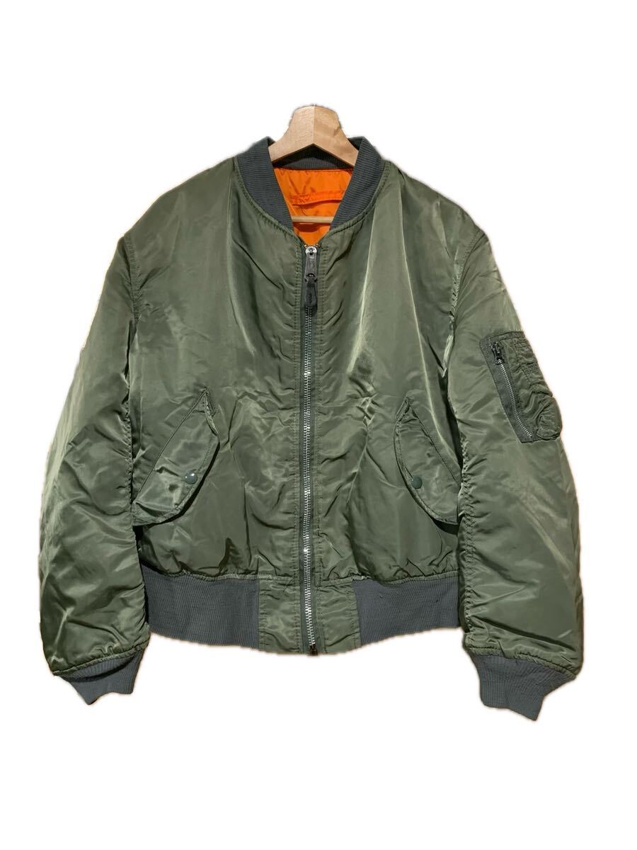 90s USA製 ALPHA INDUSTRIES アルファ フライトジャケット MA-1 民間 IDEAL ZIP Lサイズ セージグリーンミリタリー 古着 の画像1