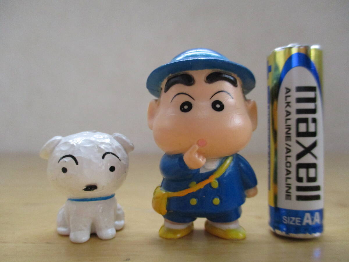 希少☆当時物 1993 クレヨンしんちゃん シロ 彩色 ゴム 人形 2種セット PVC フィギュアの画像1