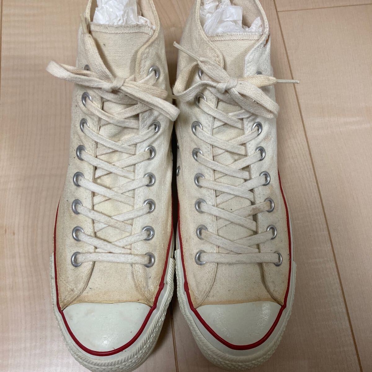 CONVERSE ALL STAR HI White 9 80s vintage USA製 極美品 あて布 囲み文字 生成り コンバース オールスター アメリカ製 1000円スタート_画像5