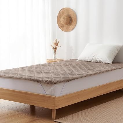 S51*[ remainder a little ] Queen size Kumori( cloudy )... mattress pad 160×200cm cotton 100% all season . cover Brown 