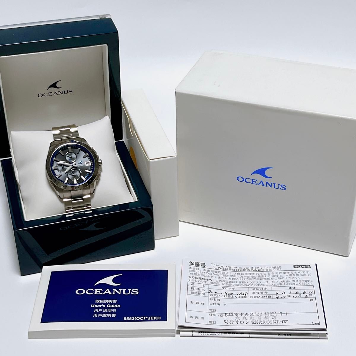 【箱付】カシオ オシアナス メンズ腕時計 OCW-T3000-1AJF 黒文字盤 電波ソーラー デイト 稼動 Bluetooth