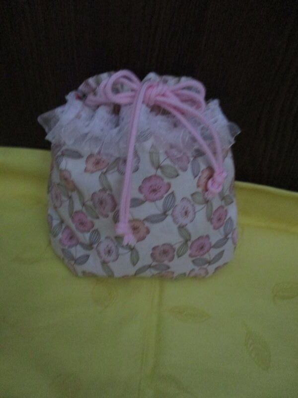 ハンドメイド  ボックス型ポーチ＆巾着2点セット  春～ピンク花柄  の画像6