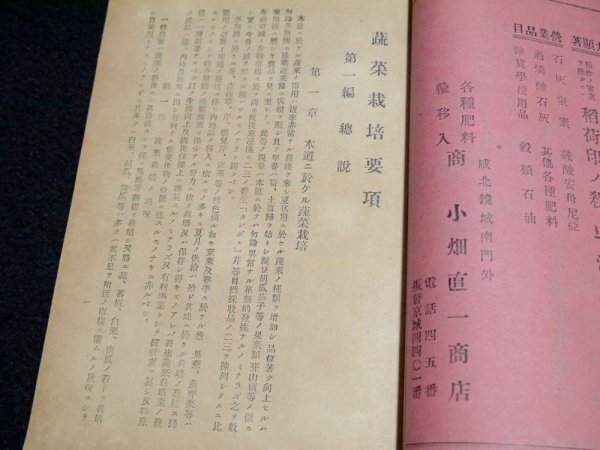 戦前 昭和3年 日本統治時代の朝鮮発行の古書「咸鏡北道種苗場編纂 蔬菜栽培要項」資料 古本 korea_画像7