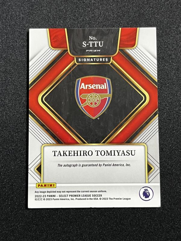 冨安健洋 直筆サインカード 2022-23 Panini Select EPL Silver Prizm Auto Takehiro Tomiyasu Arsenal 日本代表 *説明必読の画像2