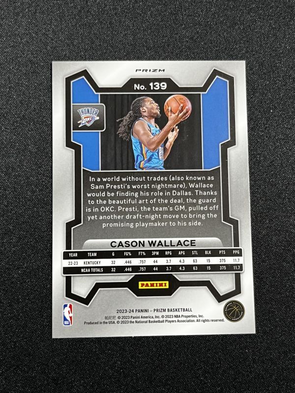 【RC】 Cason Wallace ケイソン・ウォーレス 2023-24 Panini NBA Prizm Silver Prizm Rookie サンダー *説明必読の画像2