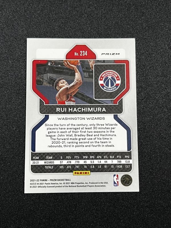 Rui Hachimura 八村塁 2021-22 Panini NBA Prizm Green Prizm ウィザーズ レイカーズの画像2