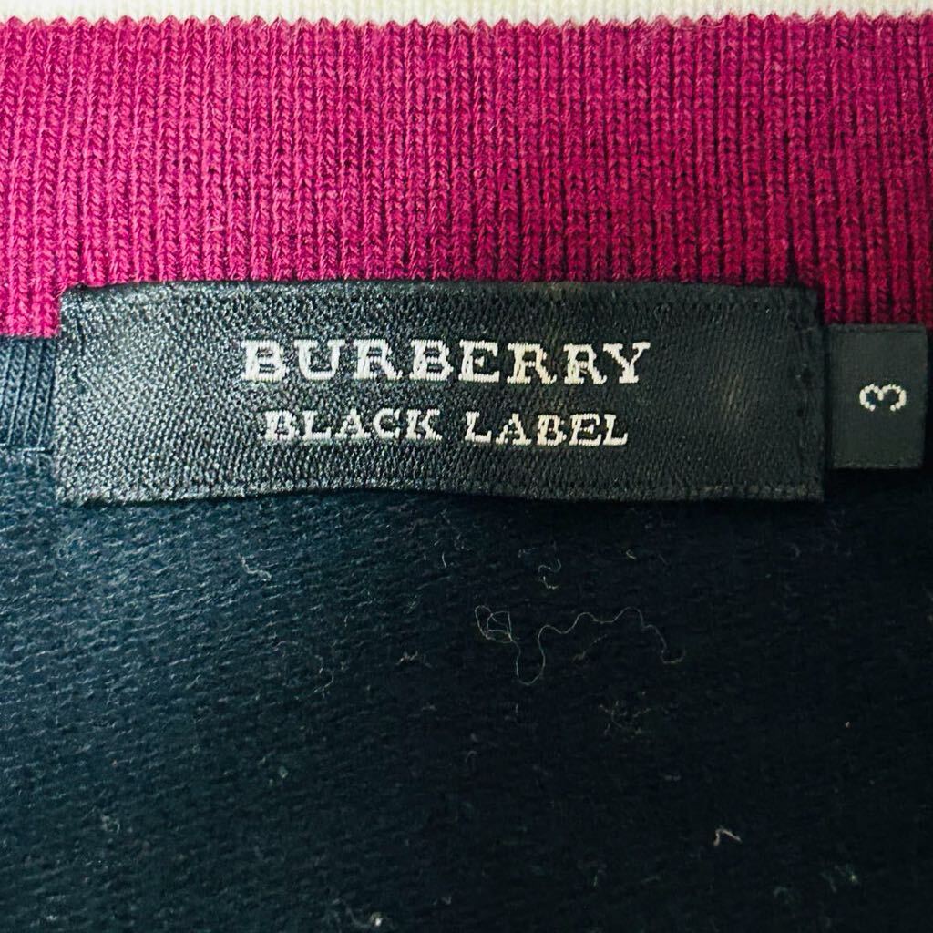  довольно большой /3* редкий дизайн [ очень большой шланг Logo ] Burberry Black Label спортивная куртка чёрный джерси блузон через год BURBERRY BLACK LABEL