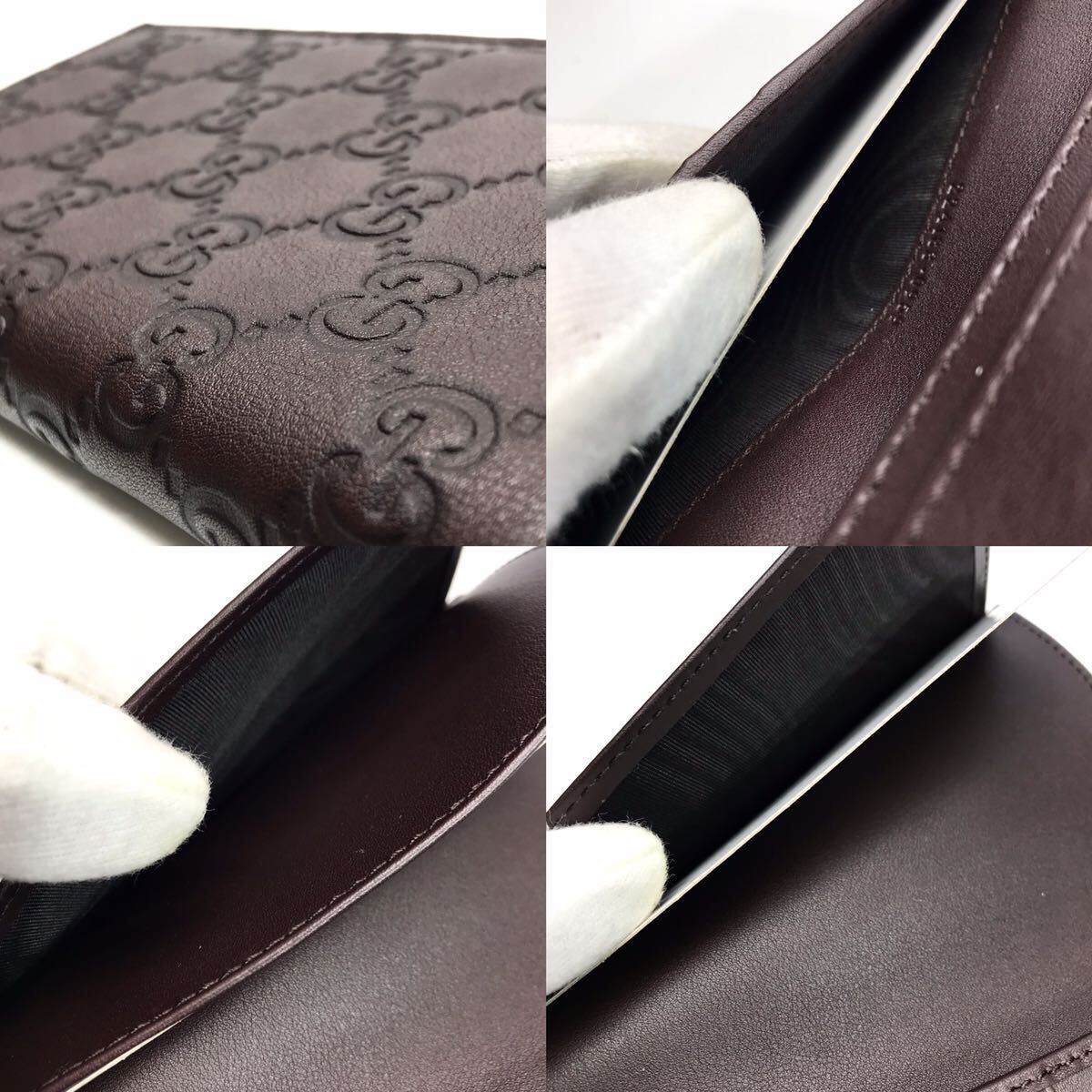 ★未使用／箱付★GUCCI グッチ ダブルG SSIMA／シマ ロングウォレット ダークブラウン GG 二つ折り長財布 カード・札入れ 224183_画像9