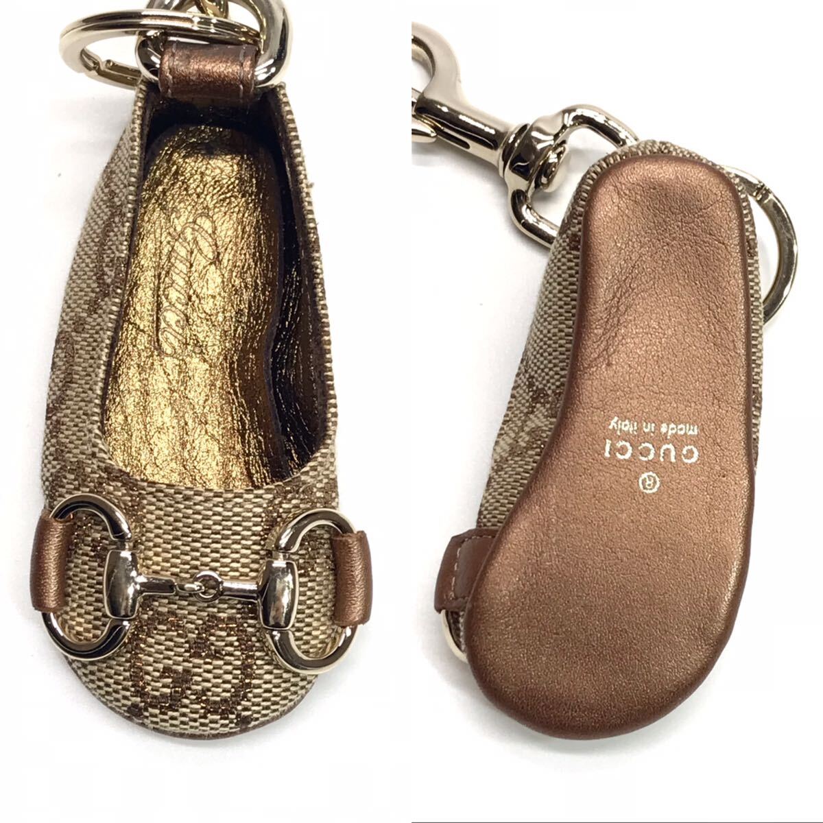 ★未使用級★GUCCI グッチ GGキャンバス スニーカー キーホルダー ホースビット 靴 シューズ キーリング バッグチャームの画像4