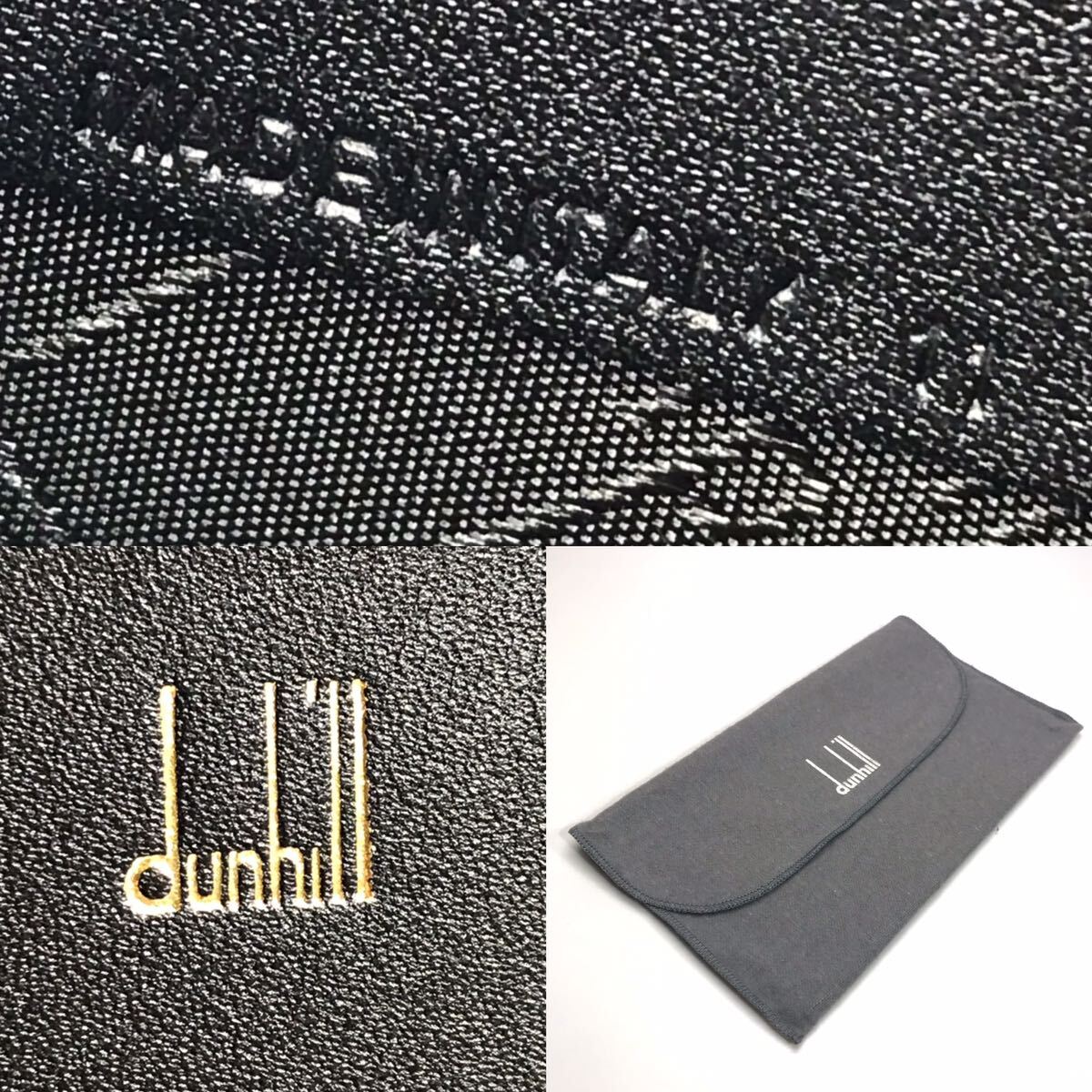 * не использовался *dunhill Dunhill Logo plate кожа 6cc пальто бумажник черный & Gold складывающийся пополам длинный кошелек карта & вставка имеется . inserting 