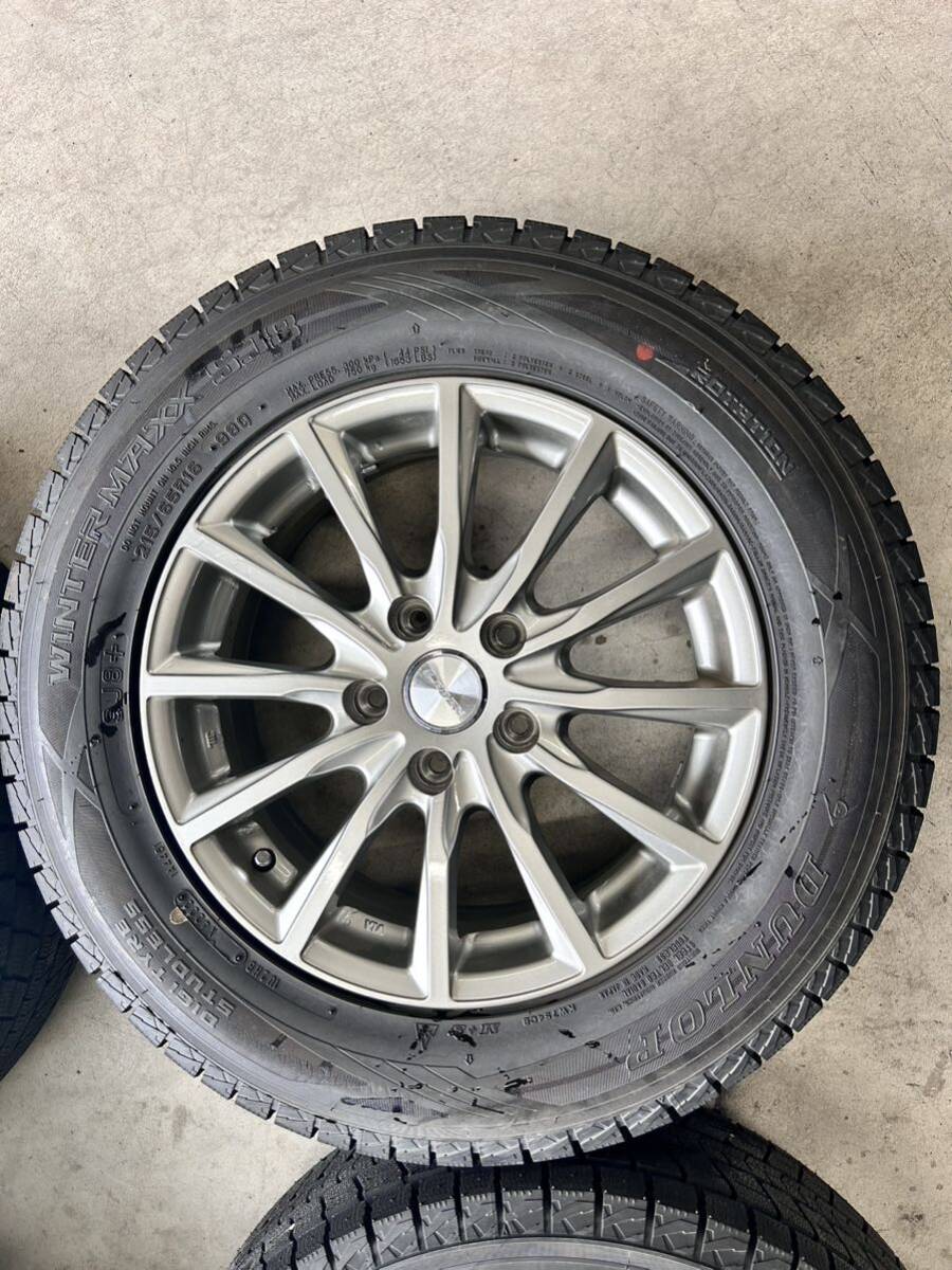 215/65r16 ダンロップ スタッドレス 4本 pcd114.3 スタッドレスタイヤ バリ山 ホイールセット の画像2