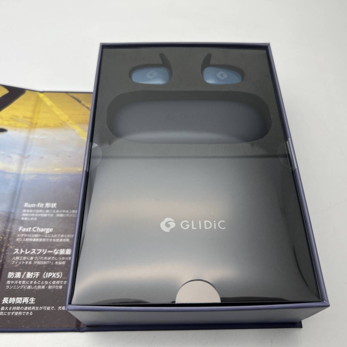 ②新品未使用 GLIDiC Sound Air SPT-7000 インディゴブルー スポーツタイプ完全ワイヤレスイヤホン IPX5相当防水性能 グライディック