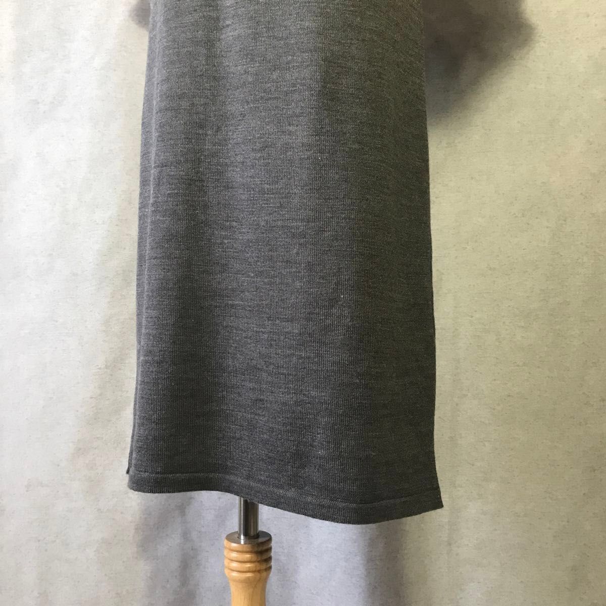 ENCHANTEMENT【ウール混】ニットタイトワンピース 透かし編み デザイン袖 薄手 春 日本製 