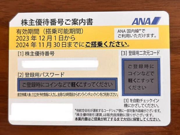 ☆ANA 株主優待券 1枚 ☆ メッセージでの通知対応 春・夏休みのご旅行に_画像1