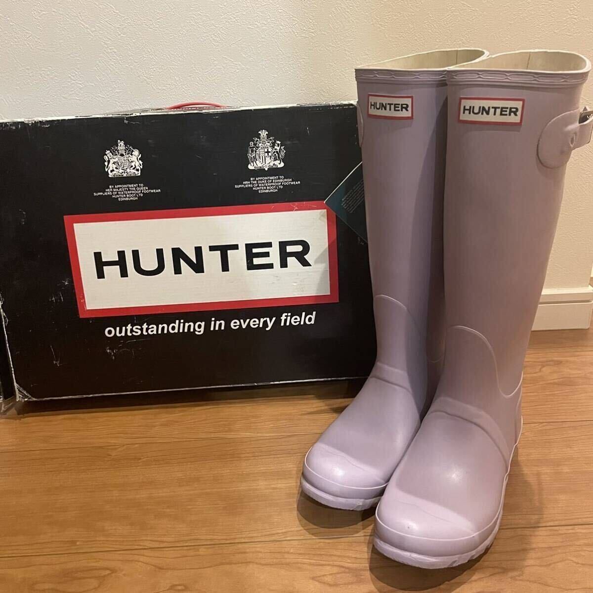 [ new goods ][ unused ][ dirt equipped ]HUNTER/ Hunter / boots | rain boots /UK5 24cm / protection against cold boots / purple purple purple@O2