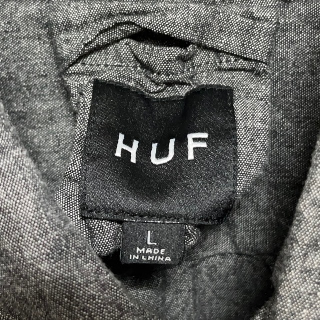 M13 ハフ L アメリカ古着　ワンポイント　長袖シャツ　グレー　HUF　メンズ_画像8