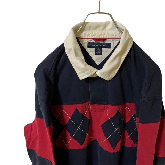 M20 トミーヒルフィガー　XL　アメリカ古着 長袖　ラグビー　ラガーシャツ　アーガイル　ポロシャツ　Tommy hilfiger メンズ_画像1