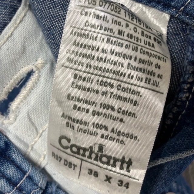 M20 カーハート w38 アメリカ古着 メキシコ製 太め ジーンズ デニム オーバーオール Carhartt メンズの画像8